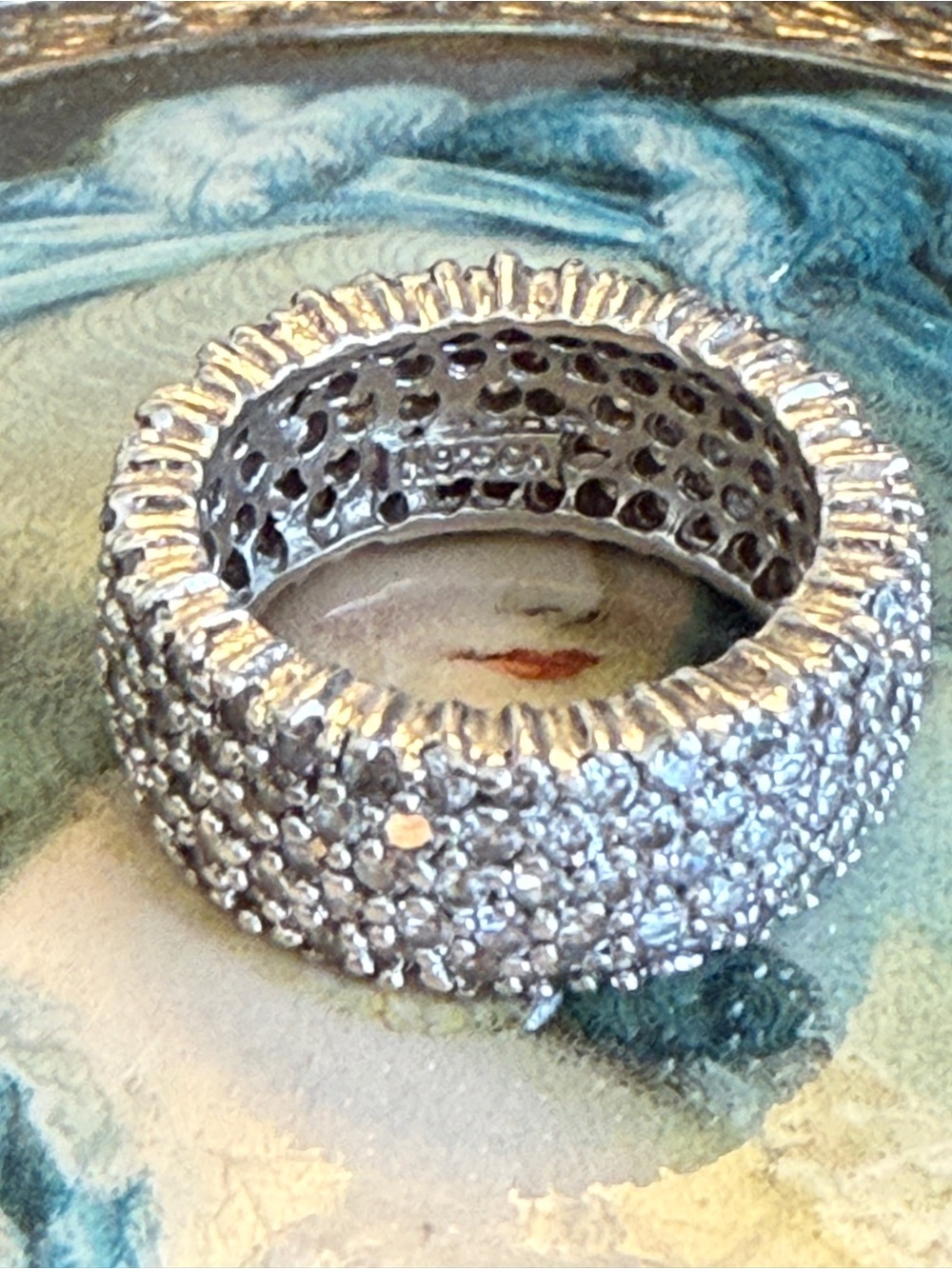Sterling Silver Pavé Eternity Ring - Size 6.5 - 8 Grams - Picture 4 of 13